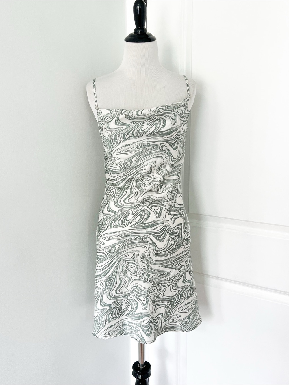 Audrey 3+1 Sage & White Marble Swirl Dress - Large